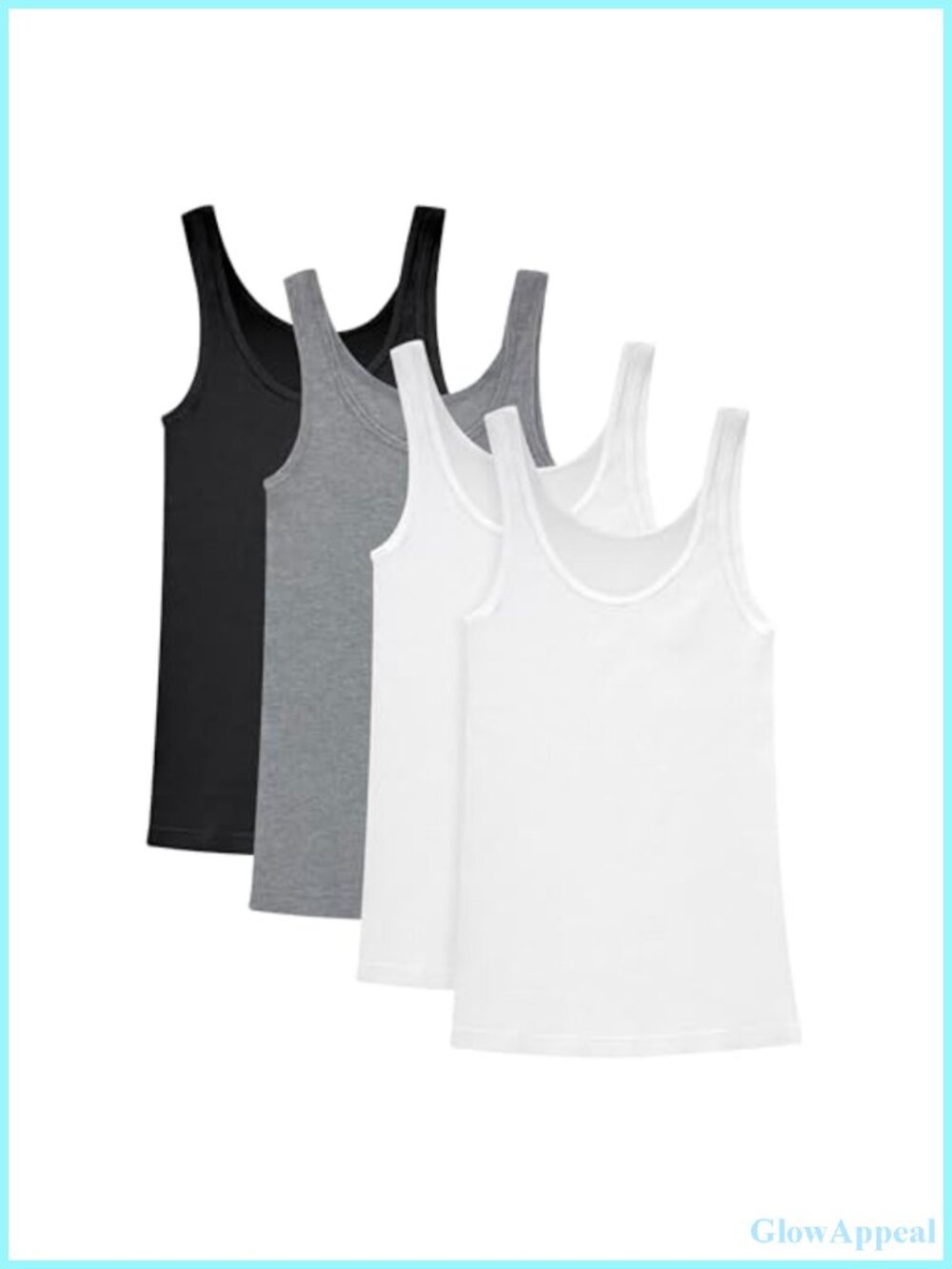 Soft Cotton Ribbed Tank Top for Women 4-Pack Scoop Neck Sleeveless